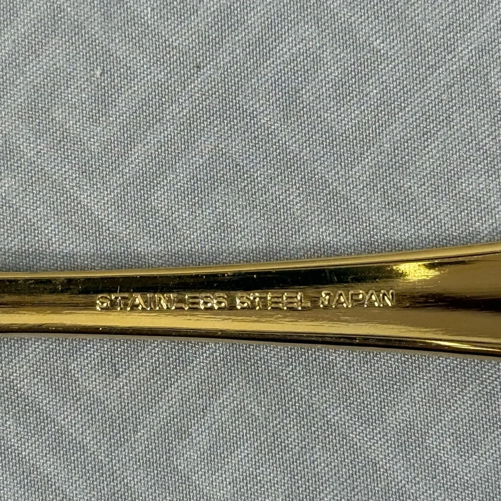 Holly Berry Gold Tone Stainless Steel Flatware 14 Pc Retired Pattern Japan